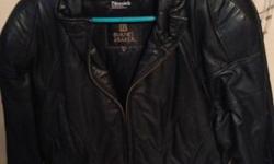Fitted leather jacket in a soft green color. Double breasted with snap closure, waiste length, sz M, excellent condition! Reason for selling...possibly moving South....no longer needed!!! Shipping will be estimated...
