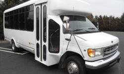2002 Ford E-450 24 passenger bus with 119k well maintained miles is equipped with a reliable and efficient 6.8L Ford V-10 engine and four speed automatic transmission with overdrive. This bus is very quiet and will allow your passengers to arrive at their