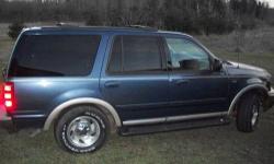 Up for sale is a 1999 Ford expedition Eddie Bauer. Body has under 100k on it. Very minor surface rust on the hood. It has like new kumho 17" tires with less than 1500 miles on them. Also has like new air ride suspension and upper control arms in the back