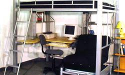 Free shipping within the 5 boroughs of NYC ONLY!
All other areas must email or call us for a freight quote.
TOLL FREE 1-877-254-5692
Full Size Workstation Loft Bed with workstation for computer, keyboard tray and shelf.
? Includes a bed on top, a computer