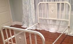 FULL Size VINTAGE Metal Iron Bed with Side Rails -$300
Full Size
Bed include headboard, footboard, and the locking steel rails
Locks tight, solid and sturdy
Decorative design on both the head and the foot
Quick coat of paint and this would look like new