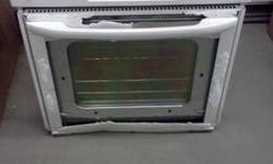 Up for sale is my white GE electric wall oven, the front door is damage, needs to be replace.. Was only used three (3) times.. A few weeks after the wall oven was installed and my wife accidently pushed the corner part of the table into the door and