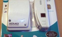 InstaJack Wireless Phone Jack System Model #86597
Turn Any AC Outlet into a Phone Jack
Eliminates the Need to Run Additional Phone Lines
Works With: Telephones/VOIP, DVR's/TiVo, Satellite Receivers, Dial-Up Modems
No Expensive Hookup Fees
No Tools