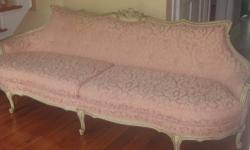 Gorgeous French provincial couch, almost new. This beautiful piece has been sitting in my office for the last three years. I paid more than $2,500 for it. It is in a light pink rose color and it will go well with any style of decor from tradicional to