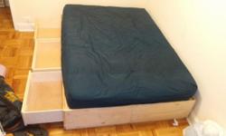 Full size pine bed with 3 drawers for sale. Used for 1 year. Like new condition. Comes in two pieces for easy moving. Spring mattress optional for $50.
Reason for sale: Does not match new decor
Gothic Furniture's website description:
Pine Captain's Bed,