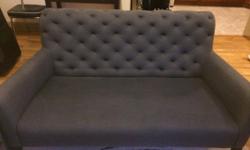 Tufted West Elm Elton settee (aka couch) in basketweave iron. 57.5"w x 32.5"d x 33.5"h. Originally $800 asking $400
http://www.westelm.com/products/elton-settee-g235/
2 years old from a smoke-free home. Minor pilling on fabric but otherwise great