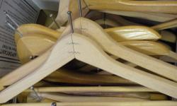 I have for sale a LOT of 62 solid wood hotel guest room hangers. They are the type that have the post stem top that go into an existing rod assembly in the guest room closet. These hangers are in excellent condition. Local pick up or I will ship to you