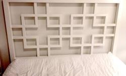 Recently purchased white headboard from West Elm available; FULL size bed.
Description from the website:
Layers of intrigue: west elm's iconic geometric pattern, paired with our clean-lined frame for a bed with modern panache.
? Headboard crafted of solid
