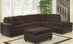 Free shipping within the 5 boroughs of NYC ONLY!
All other areas must email or call us for a freight quote.
TOLL FREE 1-877-336-1144
www.allfurniture.ecrater.com
Item Description
This casual contemporary sectional offers a plush two-tone look for your