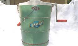 The Alaska multi action northstar freezer ice cream machine in good condition, approx 1930's. Pail made of wood. Has not been used much. CALL 845-754-7233 CASH OR PAYPAL SHIPPING EXTRA.