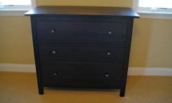 IKEA Bedroom furniture - like new "Hemnes" black brown furniture - 6 drawer set (19? D/ 50?H / 43?W) paid $249, 3 drawer set (20?D/ 37?H/ 43?W) paid $149 and two nightstands (14?D/ 27?H/ 19?W) paid $69.99 each selling all four for $250. Buyer to pick up
