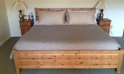 We are moving, downsizing and merging 2 homes full of furniture.
We are selling our King sized Ikea Hemnes Bed + a King sized mattress, plus 2 Hemnes matching side tables. The Hemnes bed is adjustable , includes the Sultan slats, and can be used with or