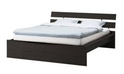 Dark Brown/ Black Ikea bed frame $304 retail and plush mattress $499 retail purchased Feb 2013. Both are in excellent condition mostly slept on during my recovery of illness. I recently moved and the bed is big is too large for the new location and must