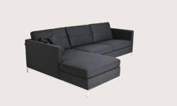 Modern Style Sectional Sold wood construction,polished chrome base.
Measures: 105" L x 67"D chaise x 27"H x 17" seat HT.
http://krrb.com/Moderneicon
Available in the following fabric choices:
Grey Brick Cotton #93 - $2395.
Black Pepper Cotton #98 -