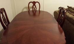 Italian made dining room set purchased at Fortunoff's in Westbury in the early 1990's. It originally sold for $8,000. It has only had one owner and has been in the same dining room since it was purchased. Includes a rectangular table (can be taken apart),