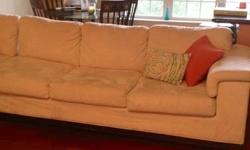 Sectional Sleeper sofa. Needs cleaning and wood touch up. One tear that can be easily fixed. Purchased for 1600 four years ago.
Dimensions:
Length: 87.5 inches (7.2 ft)
Width - 34.5 inches
Height - 31 inches