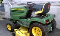 PRICE IS FIRM
JOHN DEERE 1996 345 18 H.P
RUNS EXELLENT
GREAT CONDITION BEEN WELL MAINTAINED
572 HOURS
48 IN MULCHER MOWER there is no guard
HYDRO POWER STEERING TILT WHEEL
KAWISAKI MOTOR LIQUID COOLED
NEW BELTS