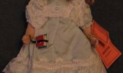 Beautiful 12" porcelain doll from "Kingstate" collection. Was bought about 15 years ago, but looks like new.
With tag and original box.
Doll name is ALICE.