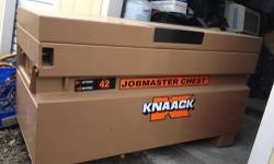Used Knaack tool box in excellent condition for sale. Brand new this costs 435.00
Model 36 JOBMASTERÂ® Chest
Dimensions: H:16" W: 19" L: 36"
Weight (lbs.): 97
Cubic feet: 7
Closed Height 21 3/8
Open Height 37 3/8
Accessory Tray Model 41
New 3-point latch