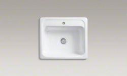 INCLUDES:
1 Kohler top-mount single-bowl kitchen sink with single faucet hole
FEATURES:
This compact sink is the most popular, versatile KOHLER single-basin. Constructed of durable KOHLER Cast Iron, its moderately 8? deep basin has neatly rounded lines