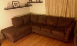 Have a tied, worn-out old sofa and don't know what to do with it? Kick it to the curb and upgrade your living room with this great chocolate brown sectional. Leather is sticky in summer and expensive, this couch is soft and plush and feels great no matter