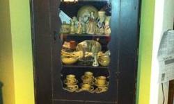 THIS IS FOR SALE ONLY THE CORNER CUPBOARD AND (ITEMS ARE NOT FOR SALE INSIDE CUPBOARD) ASKING $325.00 SIZE IS 80 1/2" HIGH X 36 1/2 CROSS FRONT X 26 1/2 CORNER TO FRONT MUST GO 607-259-1499 CALL OR TEXT ME THANKS