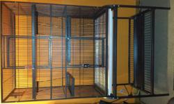 The Cage measures 52 inches tall, 32 inches wide, and 21 inches deep, and that?s without the stand which comes included with the it when you add the height of the stand - which has a shelf to store your pet accessories, the entire cage & stand measures