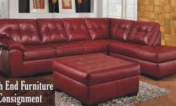SIMMONS LEATHER SECTIONAL AND OTTOMAN MADE BY SIMMONS (BRAND NEW CONSIGNMENT) THIS SET WAS AQUIRED BY A STORE THAT WAS GOING OUT OF BUSINESS, SO THE SET HAS NEVER BEEN USED. FREE DELIVERY ACROSS THE CONTINENTAL UINTED STATES CALL FOR MORE