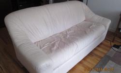Beautiful blush colored leather sleeper sofa in excellent condition, no tears. Opens to 52"x72" comfortable mattress. Dimensions of sofa: Length - 76", depth - 36", height - 33 1/2".
MUST PICK UP BEFORE JUNE 12....MOVING!