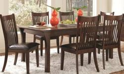 Free shipping within the 5 boroughs of NYC ONLY!
All other areas must email or call us for a freight quote.
TOLL FREE 1-877- 336-1144
Description
Accommodate an array of dinner party sizes with this versatile seven-piece oval dining table and chair set.