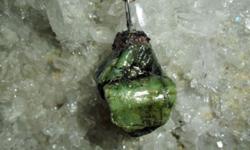 #4. Light and Dark Green Emerald Crystal Cluster Charm. This is a Beautiful Solid Emerald Crystal Charm hand Crafted, Created by Paulsgems Creations, with a Garnet Gemstone Crown on Top and Silver Loop. There?s a Big Beautiful Emerald Crystal Barrel in