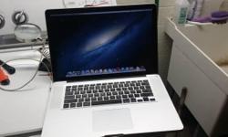 I have a Macbook pro 15in, with i7 intel processor, 250gb hdd, 8gb mem in excellent shape running Mountain Lion osx.. for $650 obo. call or text (585) 284-9719