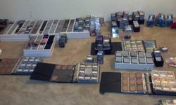 Large collection well over 1000 Rare 3000 Uncommom 20,000 common. Includes ultra pro pages, binders, deck boxes, card protection sleeves, hard cases, tokens and dice. I will sell singles in person for under half book price just call.