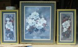 Magnolia Prints (3), matted and framed, by artist Glynda Turley. The main print measures 30.75" x 37.25" and is signed by the artist. See the photo for the Certificate of Authenticity. The two companion prints each measure 30.5" x 16.5". All are in