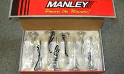 $99.00!! New Set of 8 Manley #11810 Racemaster Series 2.05" Small Block Chevy Intake Valves +.100 Longer than stock. Race valves for your high performance engine 283, 302, 327, 350, 400+ cid.
Manley Race series performance valves are a great choice for