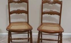 For offering is a set of two recently recaned and refinished cane chairs in excellent condition. Chairs would be a great addition to any living room or family room.
Please direct all purchase offers or inquiries to (315)-668-7632 between the hours of 10