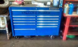It is a blue two bay rolling box with chrome trim. I have original paperwork, touchup paint, two top inserts and box cover. In great shape! Has not been used for work since I changed careers.