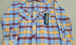 Men's Beige, Brown & Black Flannel Shirt
By: Roebucks
Size: Small - 14 - 14-1/2
6 Front Snaps to Close, with 1 Button at Collar
2 Front Chest Pockets with Snaps
3 Snaps on Cuffs
100% Cotton
Machine Wash & Dry
New with Tag
Never Worn