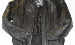 I have a USA Bikers Dream Apparel size 56 Black leather jacket with zipper vents & removable lining. I paid $160.00 for it and used it only a few times. It is in perfect condition. Comes from non smoker home. asking $50.00 firm. 783-2014 voice or text.