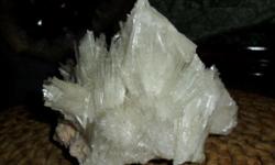Mesolite on Stilbite-This is a Exceptional Beautiful Specimen of Mesolite on Stilbite. Mesolite crystal long prismatic, auricular. Aggregates fibrous, dense, also earthy. Occurs in gas cavities in volcanic caves. This is a Very Rare Gallery specimen and