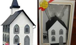 For sale is one (1) pre-assembled O/O27 Scale CHURCH from Model Power.
Features:
* Lighted with 2 hand painted figures (figures may vary from stock photo)
* Model # 6350
Although it is new in the box, the box has seen better days.
First picture is a Model