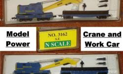 FREE USA SHIPPING!
For sale is a two (2) piece Crane and Work Car set from Model Power (Roco).
These are brand new "old store stock" in their original Model Power plastic cases.
Choose from:
* 1 - Santa Fe Crane Car w/ matching Work Car - Item #3162. Each