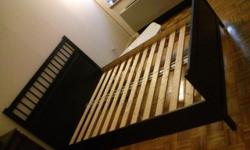Black IKEA bed frame with slats (no mattress or box spring, 3 years old, good condition) - $100
Brown leather IKEA chaise lounge (3 years old, excellent condition) - $250
Walnut antique desk, great condition - $100
Walnut antique dresser, good condition -