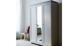 I am selling an Ikea Asperlund white 3 door wardrobe in wonderful condition. The wardrobe has two sections. One side can be used to hang clothes and the other side contains shelves. The mirror door can be placed on the left side, right side or in the
