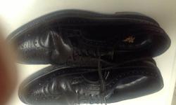 Beautifully grained black leather nettleton wing tips - soles are barely used and original - leather is in almost new condition - can be seen by appointment - plus shipping must go make me an offer I can't refuse