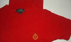LAUREN RALPH LAUREN red cotton tee, size S.
No issues, perfectly new and perfectly clean.
Bust 38"
New Without Tag.