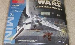 NEW Unopened Star Wars Lego Imperial Shuttle Mini Building Set
Released in 2003 the Lego 4494 comprises 82 pieces and one mini figure of a Lambada class Imperial Shuttle. Get a realistic feel while building this Star wars game as its wing moves up and