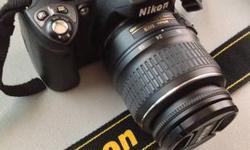 NIKON DSLR Camera, Mint Condition with lens, camera strap and 4GB SD Card. 6 MP camera, EXTREMELY high rated entry-level DSLR for the aspiring photographer. I LOVE this camera and bought it for my transition from film to digital but have to sell because I