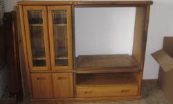 Oak entertainment center originally bought from Morrison's Furniture. 56" wide x 53" high x 17" depth. The size of the TV opening is 32" wide x 30 high. It is in great condition.
