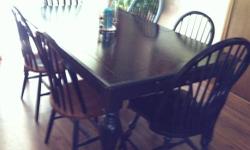 SOLID OAK 104" TRESTLE TABLE WITH 2 arm chairs and 4 straight back chairs excellent condition
